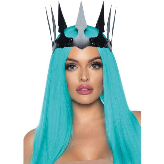 LEG AVENUE - CORONA MALIFICENT IN PELLE SINTETICA CON BORCHIE NERA