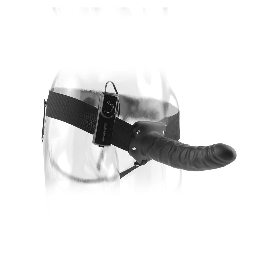 FETISH FANTASY SERIES - 19 CM VIBRATING HOLLOW STRAP-ON BLACK FETISH FANTASY SERIES