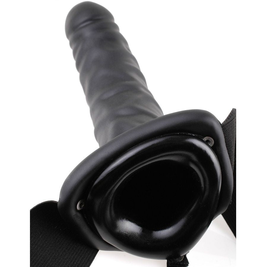 FETISH FANTASY SERIES - 19 CM VIBRATING HOLLOW STRAP-ON BLACK FETISH FANTASY SERIES