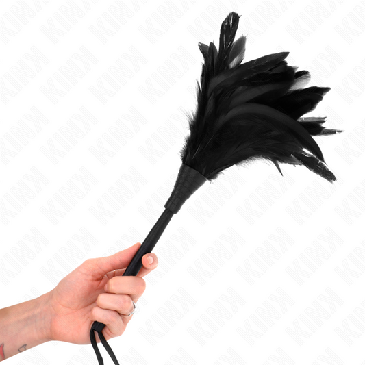 KINK - CAMERIERE NERE CORNO A FORMA DI SOLLETICO PIUME DI POLLO 36 CM