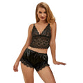 SUBBLIME - 953935 CAMISÓN CASUAL DE SEDA + PANTALONES DE ENCAJE NEGRO S/M