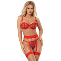 SUBLIME - 954338 REGGISENO, PERIZOMA E REGGICALZE CON STAMPA A CUORI ROSSO L/XL