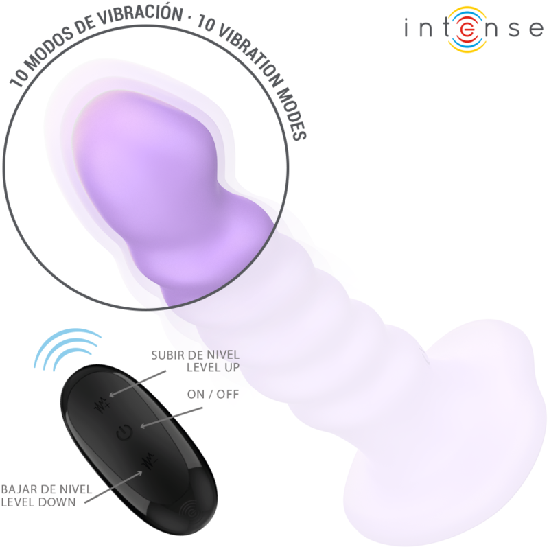 INTENSE - BRENDA VIBRATOR SIZE M SPIRAL DESIGN 10 VIBRATIONS PURPLE REMOTE CONTROL INTENSE REMOTE CONTROL
