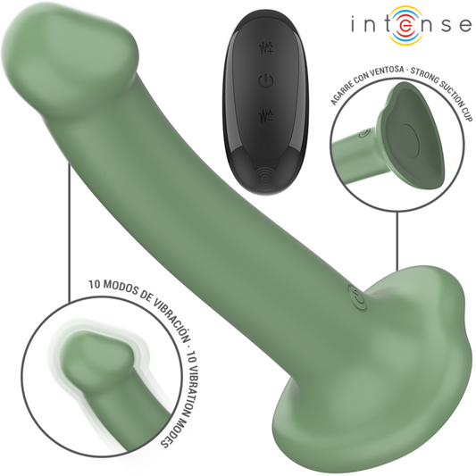 INTENSO - VIBRATORE BECCA CON VENTOSA 10 VIBRAZIONI VERDE TELECOMANDO