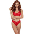 PASIÓN - DENELIA CONJUNTO HILO + SUJETADOR ROJO S/M