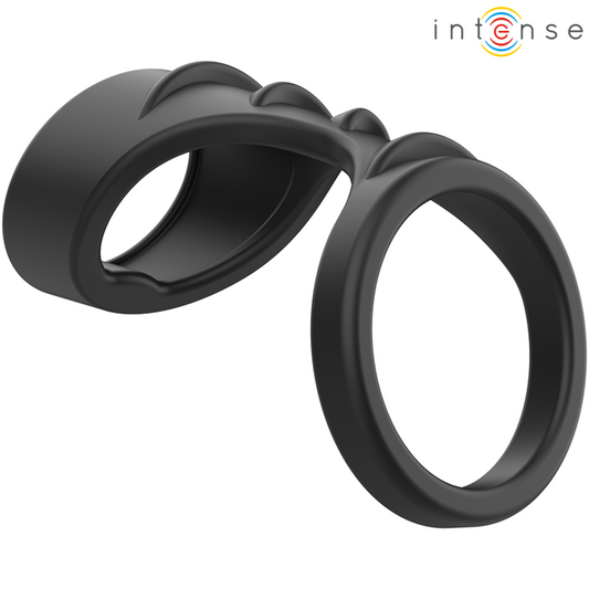 INTENSE - ANELLO PER PENE DOPPIO IN SILICONE THEO NERO MODELLO 3