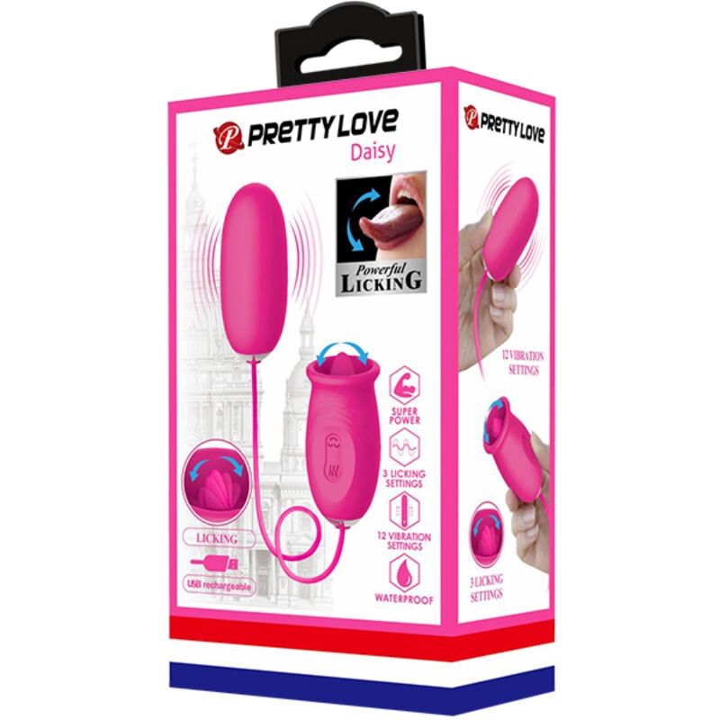 PRETTY LOVE - DAISY VIBRATING EGG + CLITORIS STIMULATING TONGUE PINK PRETTY LOVE