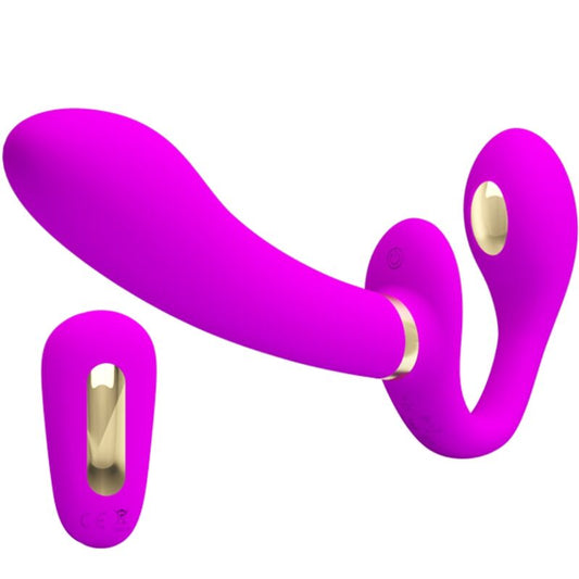 PRETTY LOVE - VIBRADOR DOBLE STRAP-ON THUNDERBIRD CON CONTROL REMOTO PÚRPURA
