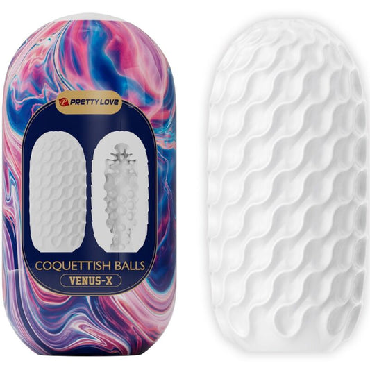 PRETTY LOVE - MASTURBATORE MASCHILE IN SILICONE A PALLINE COQUETTE BIANCO