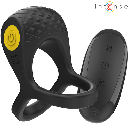 INTENSE - ANILLO DE DOBLE PENE VIBRADOR ALEX 10 VIBRACIONES NEGRO