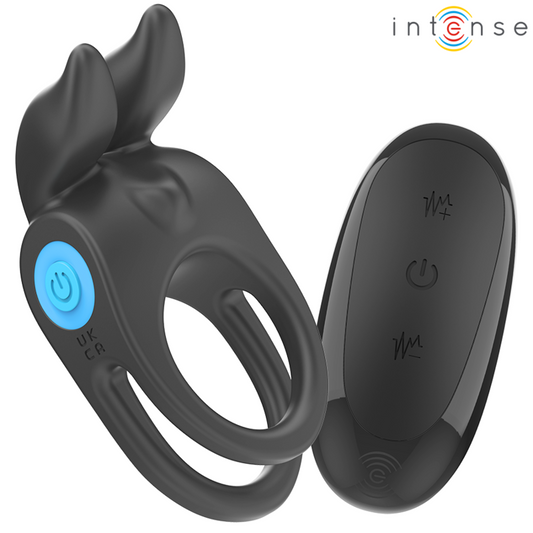 INTENSE - ANILLO VIBRADOR DOBLE PARA PENE SAM 10 VIBRACIONES NEGRO