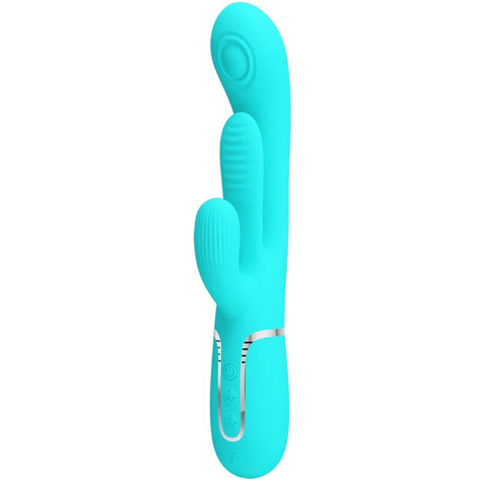 PRETTY LOVE - VIBRADOR MULTIFUNCIÓN TRIPLE CONEJO SHANIA 3 EN 1 AZUL