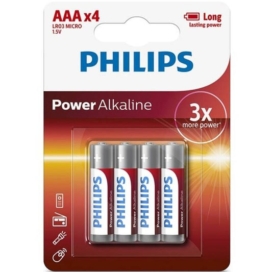 PHILIPS - PILA ALCALINA AAA LR03 BLÍSTER*4