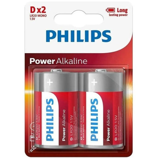 PHILIPS - PILA ALCALINA D LR20 BLÍSTER*2