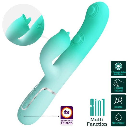 PRETTY LOVE - GIGI VIBRADOR CONEJITO MULTIFUNCIONAL VERDE ACUA