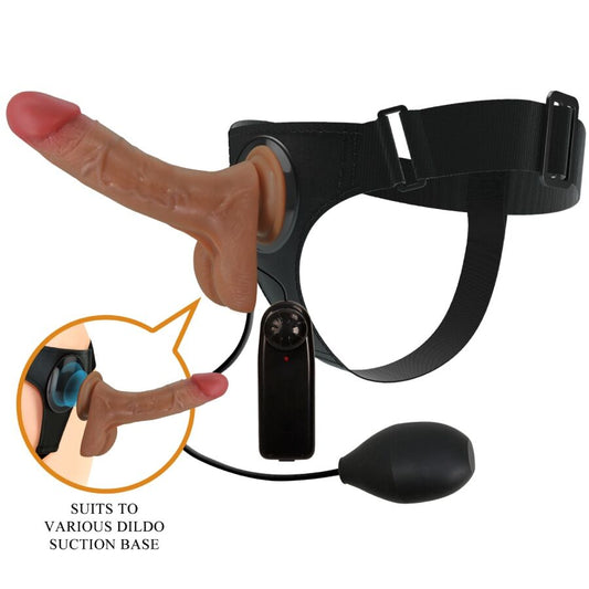 PRETTY LOVE - IMBRACATURA UNIVERSALE CON DILDO VIBRANTE E SQUIRTING 15,5 CM MULATTO