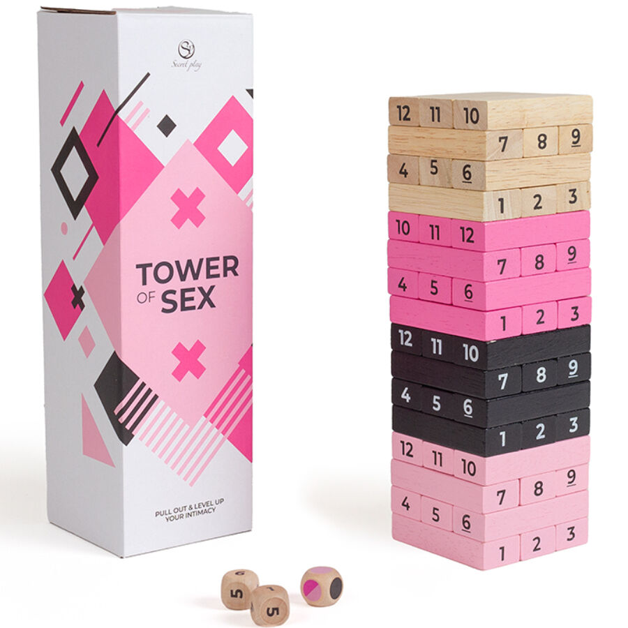 SECRETPLAY Tower of Sex – Wooden Couples Game with 48 Spicy Challenges