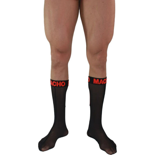 MACHO - CALCETINES FINOS TALLA ÚNICA NEGRO/ROJO