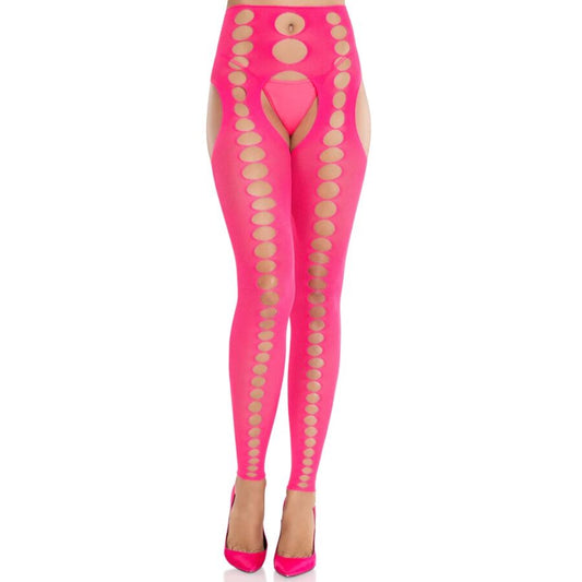LEG AVENUE - CALZE OPACHE SENZA CUCITURE E SENZA SPALLINE ROSA NEON