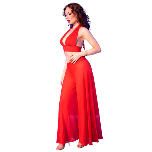 CHILIROSE - CR 4857 COMPLETO REGGISENO E PANTALONI ROSSI TAGLIA M
