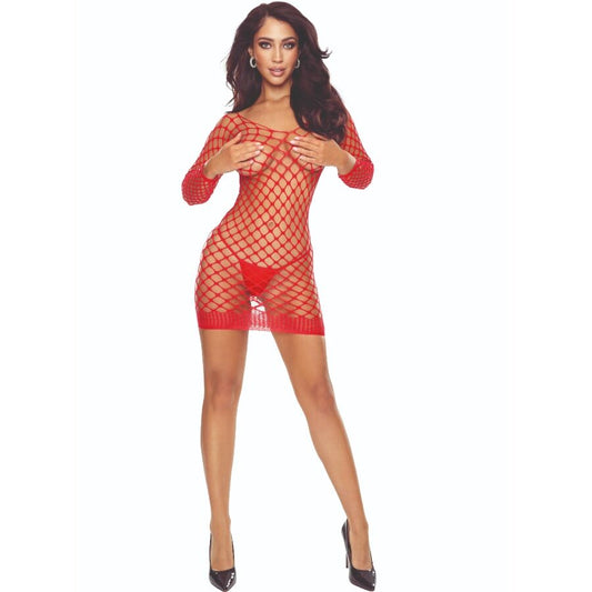 PASSION - BS108 BODYSTOCKING GRIGLIA ROSSO