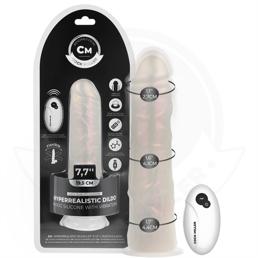 COCK MILLER - DILDO CON VENTOSA, LUCI E VIBRAZIONE CON TELECOMANDO BIANCO 19.5 CM