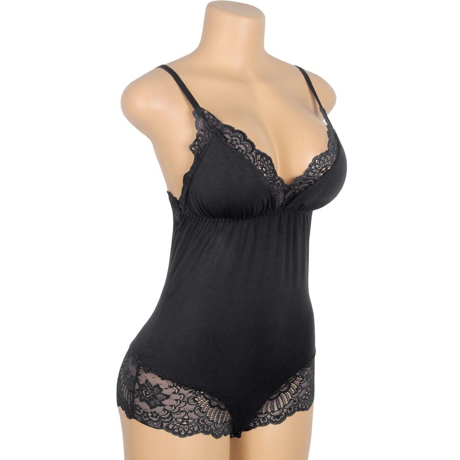 SUBBLIME - BLACK FLORAL LACE DETAIL TEDDY L/XL SUBBLIME BODIES