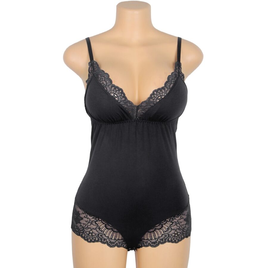 SUBBLIME - BLACK FLORAL LACE DETAIL TEDDY L/XL SUBBLIME BODIES