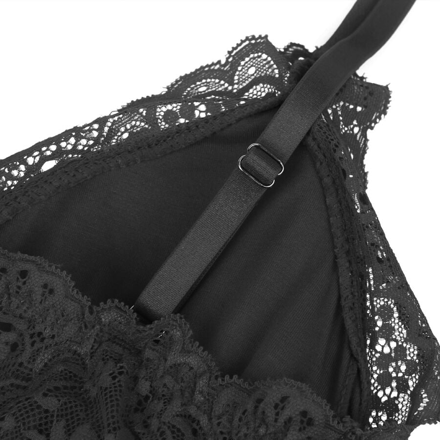SUBBLIME - BLACK FLORAL LACE DETAIL TEDDY L/XL SUBBLIME BODIES