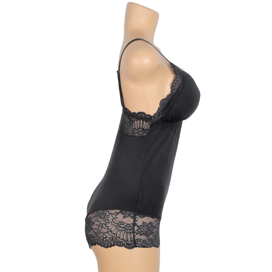 SUBBLIME - BLACK FLORAL LACE DETAIL TEDDY L/XL SUBBLIME BODIES