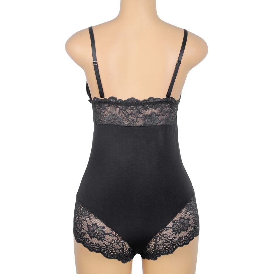 SUBBLIME - BLACK FLORAL LACE DETAIL TEDDY L/XL SUBBLIME BODIES