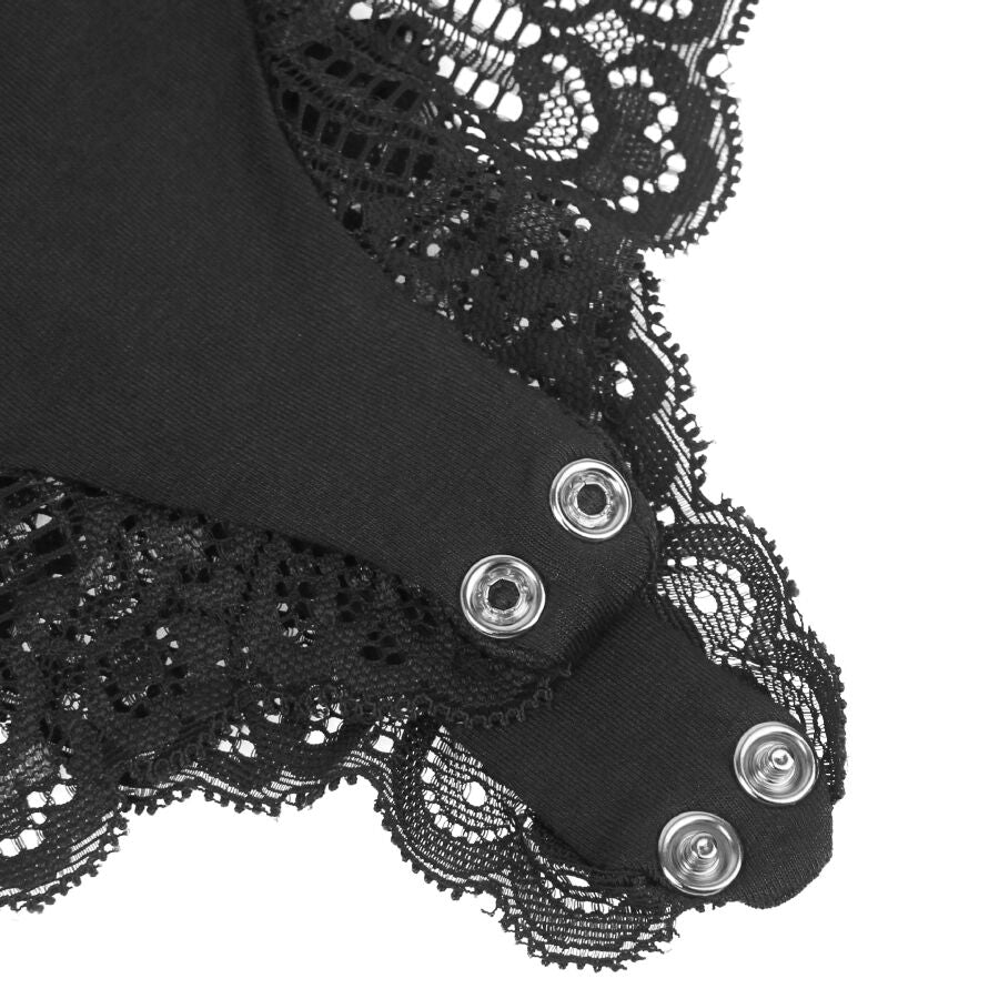 SUBBLIME - BLACK FLORAL LACE DETAIL TEDDY L/XL SUBBLIME BODIES