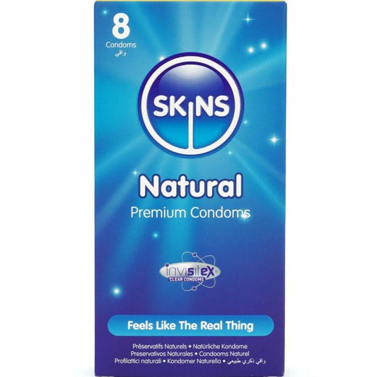 SKINS - PRESERVATIVOS NATURALES PREMIUM PAQUETE DE 8
