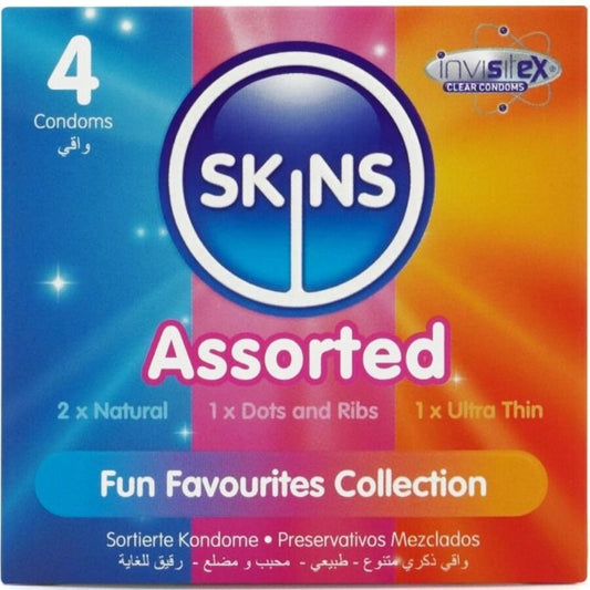 SKINS - PRESERVATIVOS PREMIUM SURTIDOS PACK 4