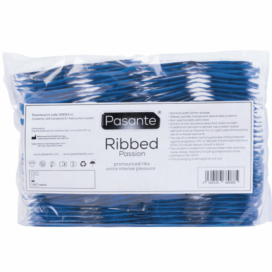 PASANTE - PRESERVATIVOS RIBBED PASSION BOLSA 144 UNIDADES