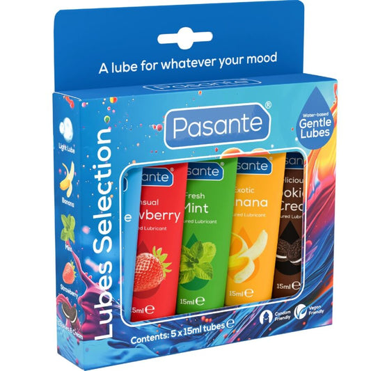 PASANTE - PACK LUBRICANTES SABORES SURTIDOS 5 UNIDADES X 15 ML