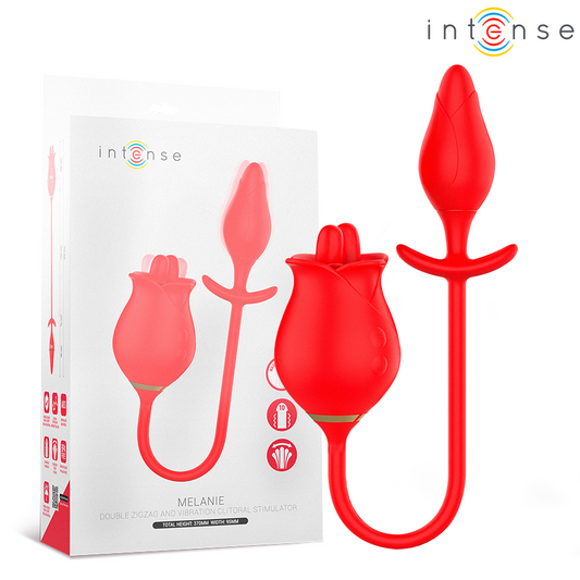 INTENSE - STIMOLATORE CLITORIDEO DOPPIO MELANIE CON LINGUA A ZIGZAG
