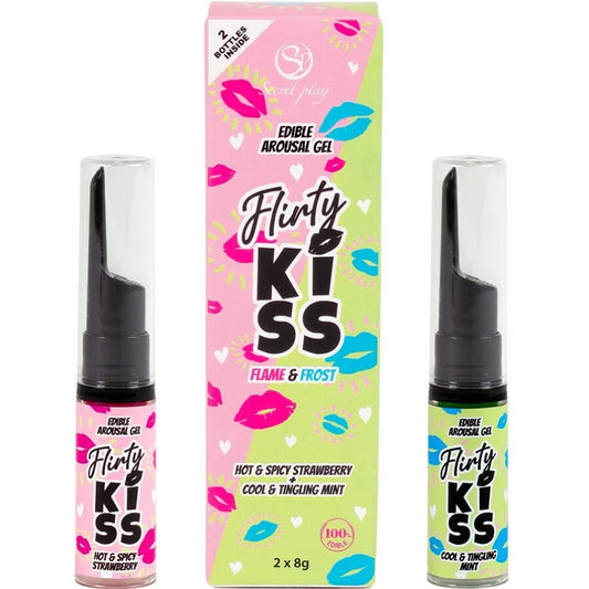 SECRETPLAY - GELES BESO SEDUCTOR CON EFECTOS DE SEXO ORAL FRESA Y MENTA 2 x 8 GR