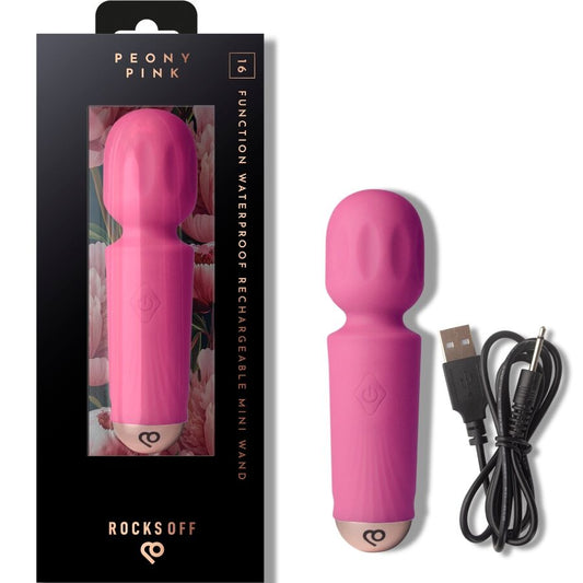 ROCKS-OFF - MINI VIBRATORE RICARICABILE 16 FUNZIONI ROSA PEONIA