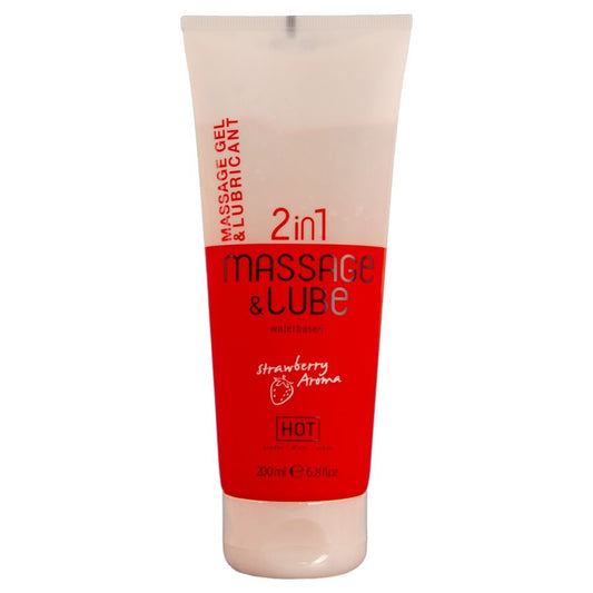 HOT - GEL MASSAGGIO E LUBRIFICANTE 2IN1 FRAGOLA 200 ML