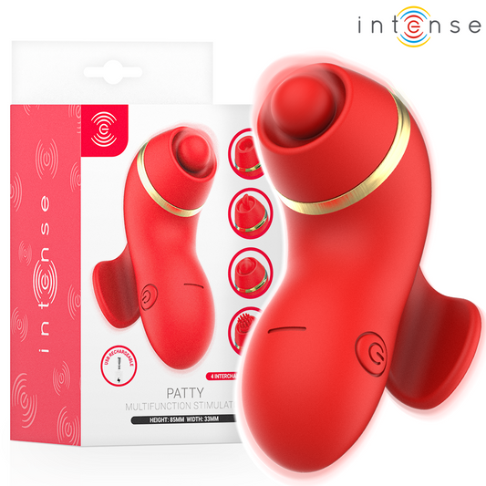 INTENSO - ESTIMULADOR DE PATTY CON 4 CABEZAS, SUCCIÓN, GOLPETEO, COSQUILLEO Y LAMELLAS