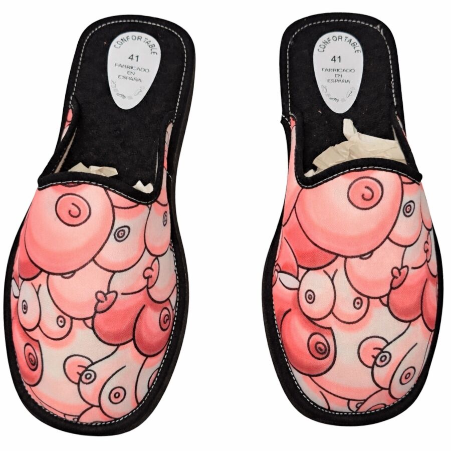 Large Boob Design Slippers Size 42-44 – Funny Handmade House Shoes DIABLO PICANTE