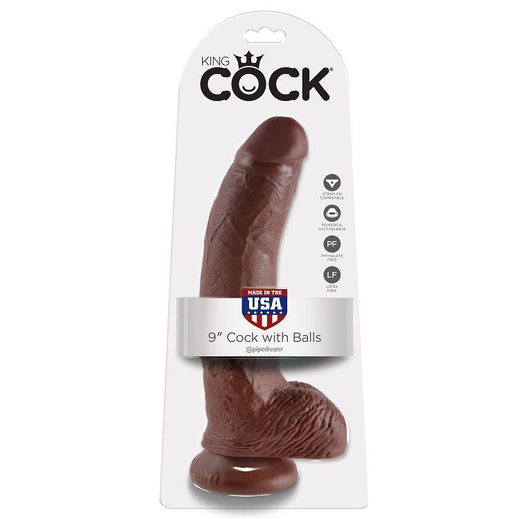 KING COCK - 9 DILDO BROWN WITH BALLS 22.9 CM KING COCK