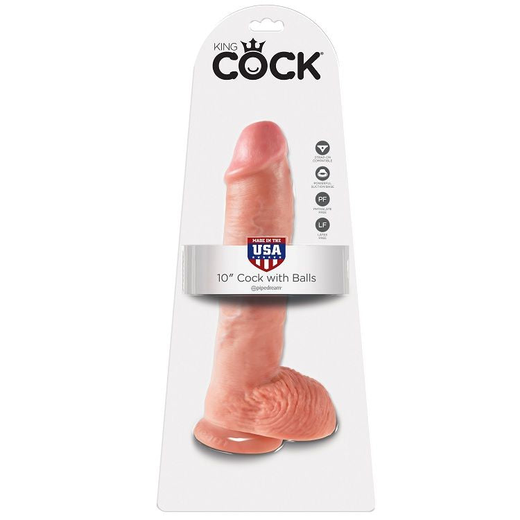 KING COCK - 10 DILDO FLESH WITH BALLS 26.5 CM KING COCK