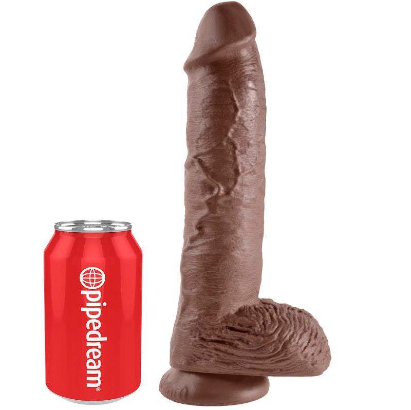 KING COCK - 10 DILDO BROWN WITH BALLS 25.4 CM KING COCK