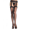 LEG AVENUE - OUTLET - CALZE NERE CON REGGICALZE IN PIZZO