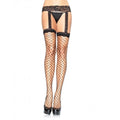 LEG AVENUE - CALZE A RETE CON REGGICALZE IN PIZZO NERO
