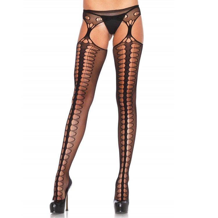 LEG AVENUE - TIGHTS WITH GARTER EXCLUSIVE BLACK LEG AVENUE HOSIERY