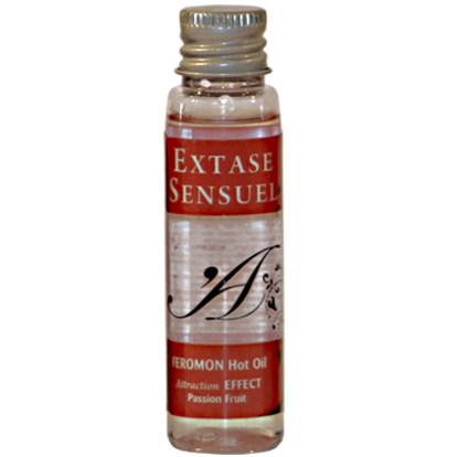 EXTASE SENSUAL - ACEITE DE MASAJE EFECTO CALOR CON FEROMONAS DE FRUTA DE LA PASIÓN FORMATO VIAJE 35 ML