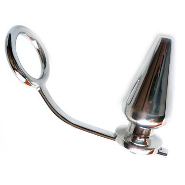 METAL HARD - STEEL RING WITH ANAL PLUG 45 X 50MM METAL HARD